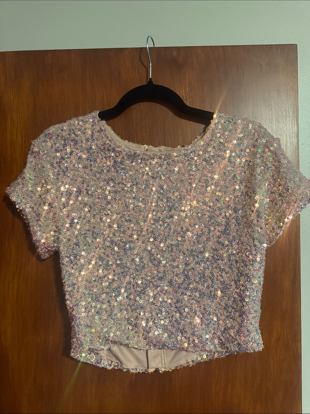 Iridescent Sequin Crop Top - Pink Lavender sz Small